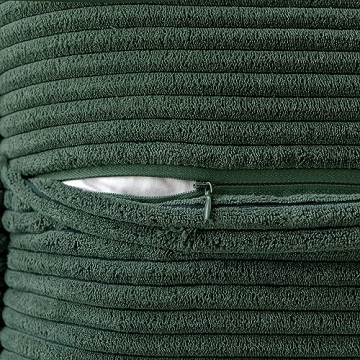 MIULEE Dark Green Corduroy Pillow Covers with Splicing Set of 2 Super Soft Boho Striped Christmas Pillow Covers Broadside Decorative Textured Throw Pillows for Couch Cushion Livingroom 18x18 inch