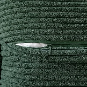 MIULEE Dark Green Corduroy Pillow Covers with Splicing Set of 2 Super Soft Boho Striped Christmas Pillow Covers Broadside Decorative Textured Throw Pillows for Couch Cushion Livingroom 18x18 inch