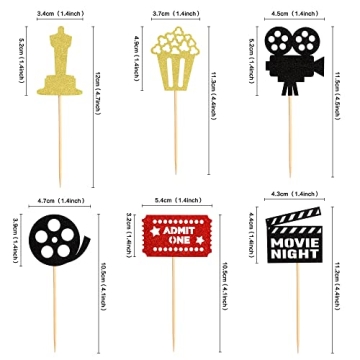 Ercadio Glitter Movie Cupcake Toppers for Parties