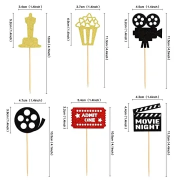 Ercadio Glitter Movie Cupcake Toppers for Parties