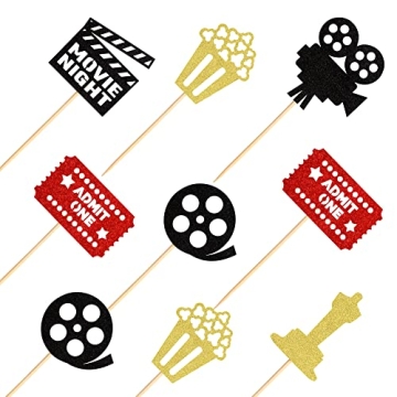 Ercadio Glitter Movie Cupcake Toppers for Parties