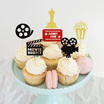 Ercadio Glitter Movie Cupcake Toppers for Parties