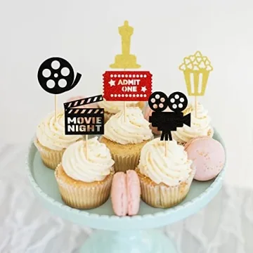 Ercadio Glitter Movie Cupcake Toppers for Parties