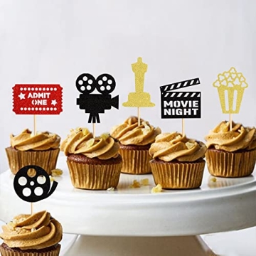 Ercadio Glitter Movie Cupcake Toppers for Parties