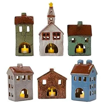 Charming Village Houses and Church LED Set for Home