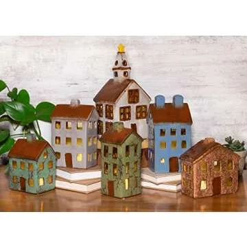 Charming Village Houses and Church LED Set for Home