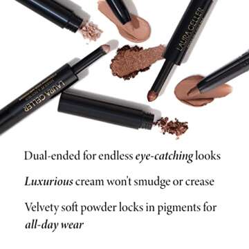 LAURA GELLER NEW YORK Make It A Double Dual-Ended Eyeshadow - Rosé - Cream Eyeshadow Stick + Matching Powder Eyeshadow - Crease-Proof & Smudge-Proof