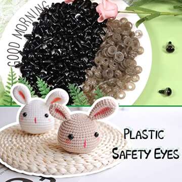 TOAOB 150pcs 9mm Black Plastic Safety Eyes Crafts Safety Eyes with Washers for Stuffed Animals Amigurumis Crochet Bears Doll Making