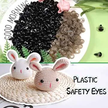 TOAOB 150pcs 9mm Black Plastic Safety Eyes Crafts Safety Eyes with Washers for Stuffed Animals Amigurumis Crochet Bears Doll Making