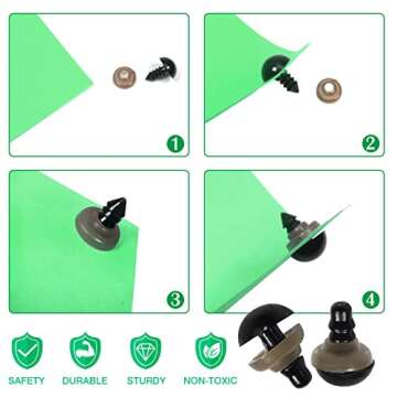 TOAOB 150pcs 9mm Black Plastic Safety Eyes Crafts Safety Eyes with Washers for Stuffed Animals Amigurumis Crochet Bears Doll Making