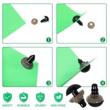 TOAOB 150pcs 9mm Black Plastic Safety Eyes Crafts Safety Eyes with Washers for Stuffed Animals Amigurumis Crochet Bears Doll Making