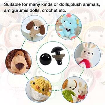 TOAOB 150pcs 9mm Black Plastic Safety Eyes Crafts Safety Eyes with Washers for Stuffed Animals Amigurumis Crochet Bears Doll Making