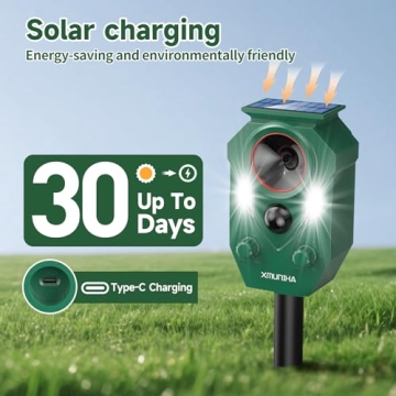 Solar Ultrasonic Animal Repellent for Yard and Garden