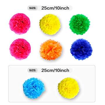 Fiesta Party Decorations Supplies, Multi-Color Hanging Paper Fans, Pom Poms Flowers, Garlands String Polka Dot, Triangle Bunting Flags for Birthday Parties, Wedding Decor, Fiesta or Mexican Party