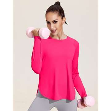 PINSPARK Long Sleeve Workout Tops for Women UPF 50+ Sun Protection Shirts Moisture Wicking Yoga Shir...