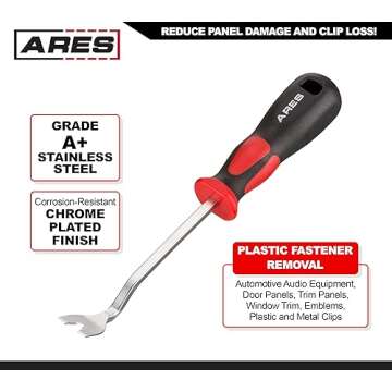 ARES 70227 - Ergonomic Plastic Fastener Remover - Sturdy A+ Grade Stainless Steel Construction - Erg...