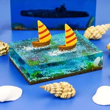 LET'S RESIN Epoxy Resin Molds, Resin Casting Molds Silicone Square Ball Molds 9PCS Different Sizes, Silicone Resin Molds for Resin Jewelry, Soap, Dried Flower Leaf, DIY Fans