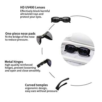 Dollger Rectangle Sunglasses for Women Trendy Irregular Luxury Design Small Sun Glasses UV Protection 2 Packs