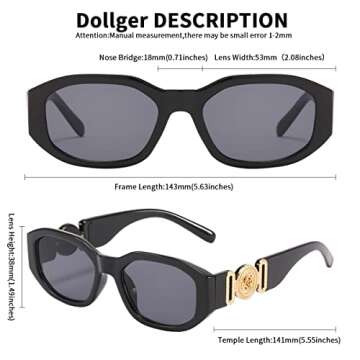 Dollger Rectangle Sunglasses for Women Trendy Irregular Luxury Design Small Sun Glasses UV Protection 2 Packs