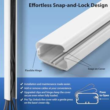 Cord Cover Wall, 31.5in(2X L15.8in) TV Cord Hider for Wall Mounted TV, Cable Hider TV Cable Management Kit, White Cable Raceway, TV Wire Hider for Wall, Cable Concealer Cable Cover W1.5in H0.75in