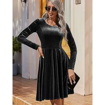 Chigant Velvet Wrap Dress for Women Long Sleeve Crew Neck 2023 Elegant Cocktail Party Club Short Dress Black