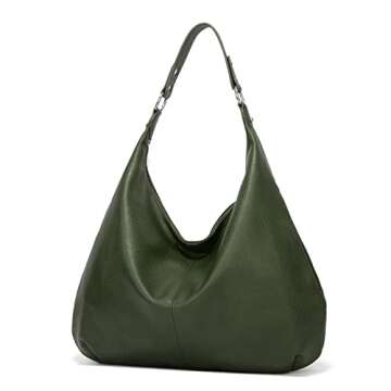 Ashioup Hobo Bags for Women Soft PU Leather Slouchy Shoulder Bag Green Purse