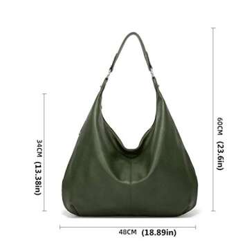 Ashioup Hobo Bags for Women Soft PU Leather Slouchy Shoulder Bag Green Purse