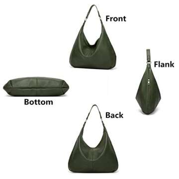 Ashioup Hobo Bags for Women Soft PU Leather Slouchy Shoulder Bag Green Purse
