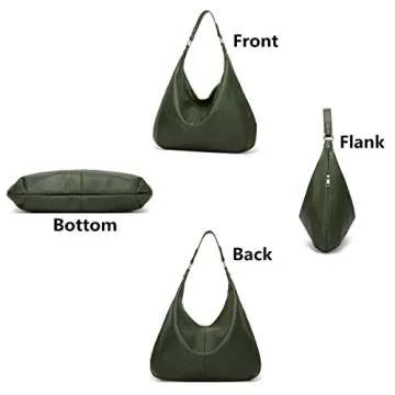 Ashioup Hobo Bags for Women Soft PU Leather Slouchy Shoulder Bag Green Purse