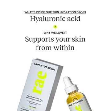 Rae Skin Hydration Drops - Liquid Hyaluronic Acid Supplement for Women - Supports Healthy, Glowing Skin - Vegan, Gluten Free, Non GMO - 60 Day Supply