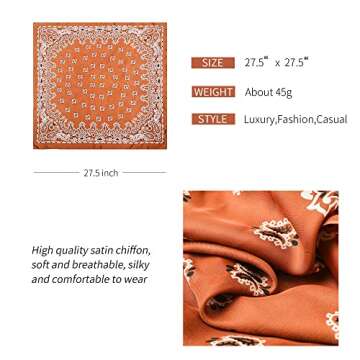 Jesries 6 PCS Head Scarf for Women Square Hair Scarf Lady Soft Silk Satin Scarf 27.5 inch Hair Bandanas Wrap for All Season