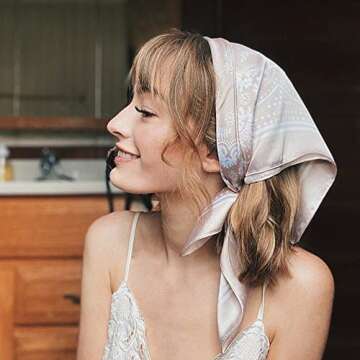 Jesries 6 PCS Head Scarf for Women Square Hair Scarf Lady Soft Silk Satin Scarf 27.5 inch Hair Bandanas Wrap for All Season