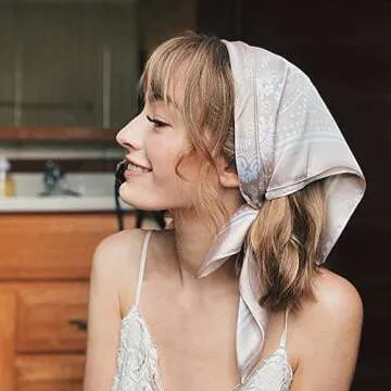 Jesries 6 PCS Head Scarf for Women Square Hair Scarf Lady Soft Silk Satin Scarf 27.5 inch Hair Bandanas Wrap for All Season