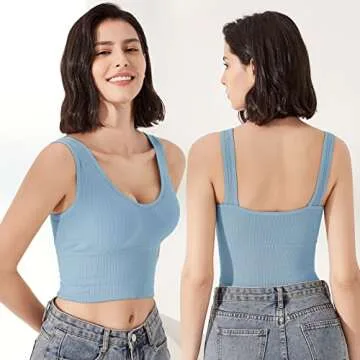 Eleplus 4 Pieces Comfy Cami Bra for Women Crop Top Yoga Bralette Longline Padded Lounge Bra Pack of 4 (color4, Large-X-Large)