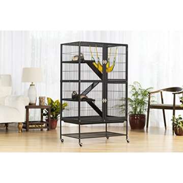 Prevue Pet Products 485 Feisty Ferret Home with Stand, Black Hammertone