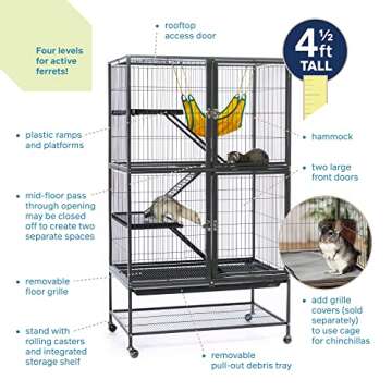 Prevue Pet Products 485 Feisty Ferret Home with Stand, Black Hammertone