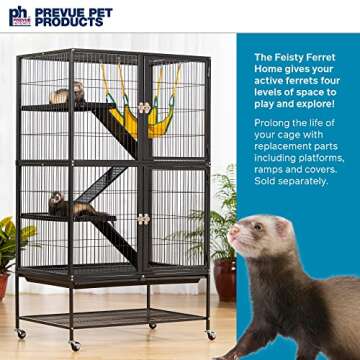 Prevue Pet Products 485 Feisty Ferret Home with Stand, Black Hammertone