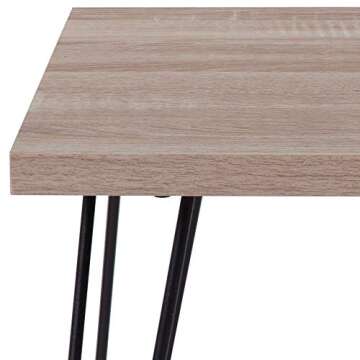 Flash Furniture Union Square Collection Sonoma Oak Wood Grain Finish End Table with Black Metal Legs