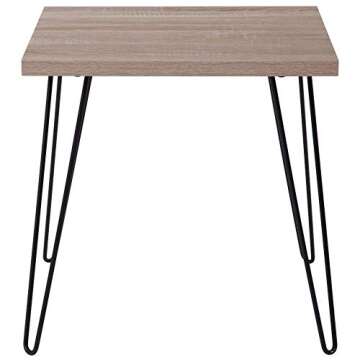 Flash Furniture Union Square Collection Sonoma Oak Wood Grain Finish End Table with Black Metal Legs