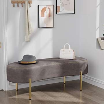 ALISH Accent Ottoman Bench with Gold Legs for Home