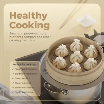 Prime Home Direct 10" Bamboo Steamer with Liners & Accessories