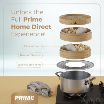 Prime Home Direct 10" Bamboo Steamer with Liners & Accessories