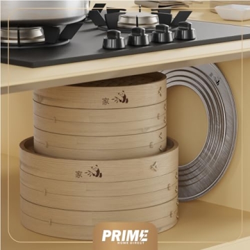 Prime Home Direct 10" Bamboo Steamer with Liners & Accessories