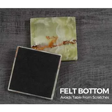 Radicaln Marble Coaster Plates Square 3.5" Inches Green Onyx Handmade Coaster Set of 6 for Kitchen Accessories Car Cup Coasters & Coaster for Drink Coaster Holder for Coffee Bar Accessories