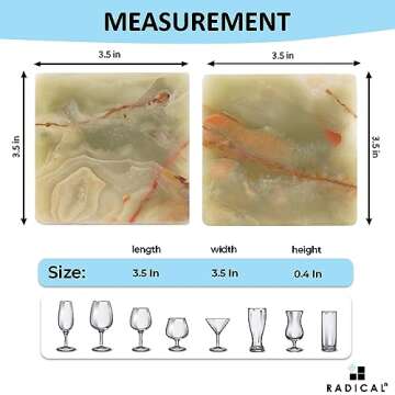 Radicaln Marble Coaster Plates Square 3.5" Inches Green Onyx Handmade Coaster Set of 6 for Kitchen Accessories Car Cup Coasters & Coaster for Drink Coaster Holder for Coffee Bar Accessories