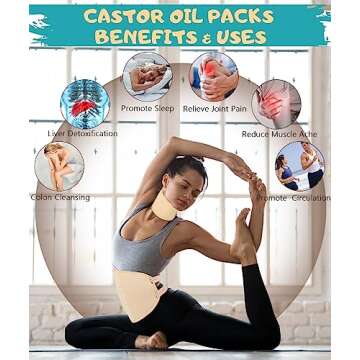 MUZAMOX Castor Oil Organic Cold Pressed Unrefined Glass Bottle (8fl.oz/237ml), Castor Oil Pack Wrap Organic Cotton and Castor Oil Packs for Liver Detox