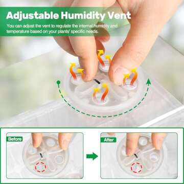 Bonviee 5 Packs Seed Starter Tray with Grow Light, Elevated Seedling Starter Trays Kits with Adjustable Humidity Domes and Clear Cell Tray, 12 Full Spectrum led lamp Beads for Plants Indoor-Clear