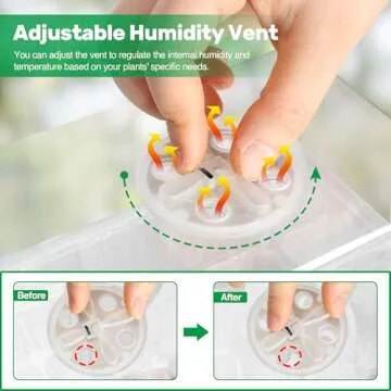 Bonviee 5 Packs Seed Starter Tray with Grow Light, Elevated Seedling Starter Trays Kits with Adjustable Humidity Domes and Clear Cell Tray, 12 Full Spectrum led lamp Beads for Plants Indoor-Clear