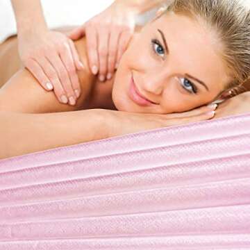 20pcs Disposable MassageTable Cover, Fitted Spa Bed Sheets Pink Elastic Bed Sheets for Spa Tattoos P...