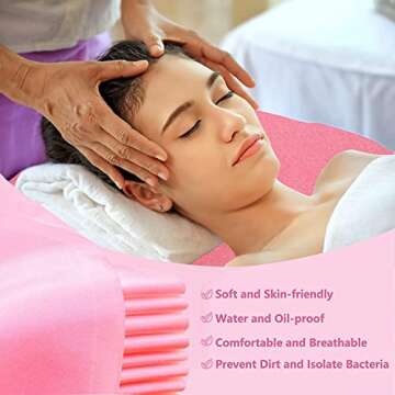 20pcs Disposable MassageTable Cover, Fitted Spa Bed Sheets Pink Elastic Bed Sheets for Spa Tattoos Protective Massage Table Cover Barrier